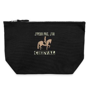 Cheval dressage poney - Pochette zippée en toile 22 x 23 cm - noir - Devant