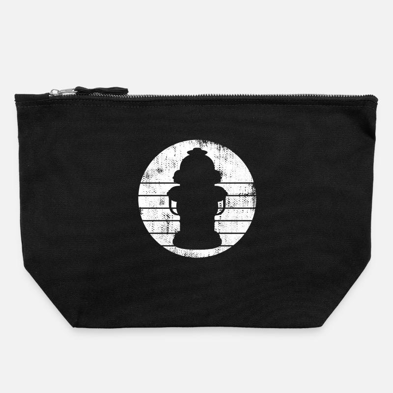 Fire Hydrant Drawing - Canvas Zip Pouch 22 x 23 cm - black