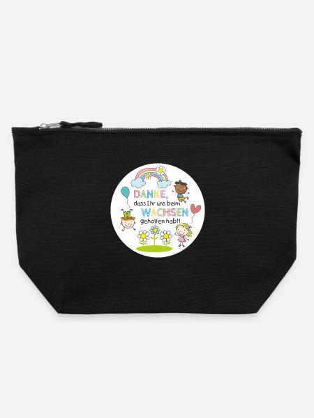 Danke fürs Wachsen – Kinderfreundliches Design - Canvas Reißverschluss-Täschchen (22 x 23 cm) - Schwarz