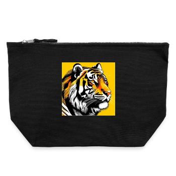 Tigre Pop Art - Pochette zippée en toile 22 x 23 cm - noir - Devant