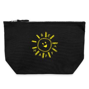 BE HAPPY FRÖHLICHE SONNE - Canvas Reißverschluss-Täschchen (22 x 23 cm) - Schwarz - Vorne