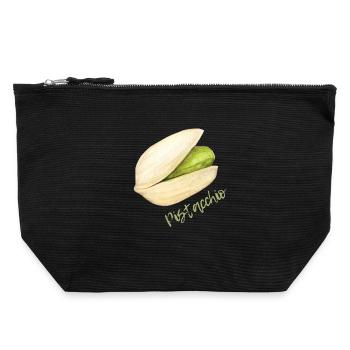 Pistache avec coquille et noyau - Pochette zippée en toile 22 x 23 cm - noir - Devant