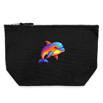 Bottlenose Whale Colorful Kawaii Cartoon Clipart - Canvas Zip Pouch 22 x 23 cm - black - Front