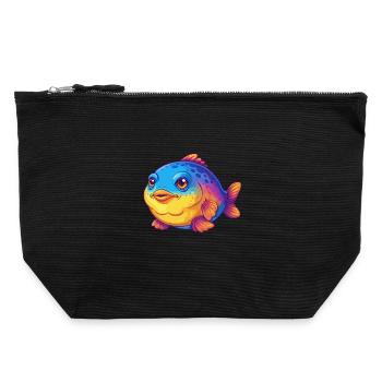 Blobfish Colorful Kawaii Cartoon Sea Animal - Canvas Zip Pouch 22 x 23 cm - black - Front
