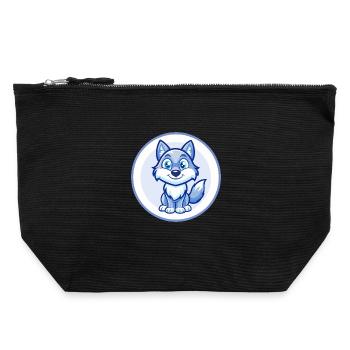 Wolf Blau Kawaii Cartoon Figur Clipart Haustier - Canvas Reißverschluss-Täschchen (22 x 23 cm) - Schwarz - Vorne