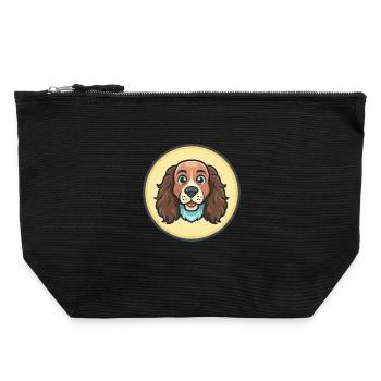 Blue Picardy Spaniel Dog Breed Cartoon Kawaii Pet - Canvas Zip Pouch 22 x 23 cm - black - Front