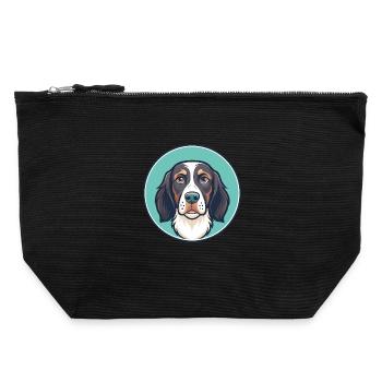 Frison Chien d’Arrêt Race Dessin Animé Kawaii Clipart - Pochette zippée en toile 22 x 23 cm - noir - Devant