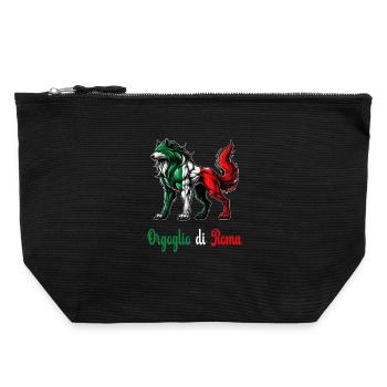 The pride of Rome Italy flag - Canvas Zip Pouch 22 x 23 cm - black - Front