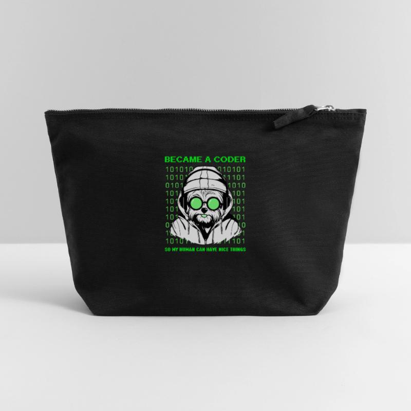 Became a Coder – Hacker Dog Binary Look Canvas Reißverschluss-Täschchen (22 x 23 cm)