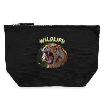 Wildlife Tiger - Canvas Reißverschluss-Täschchen (22 x 23 cm) - Schwarz - Vorne