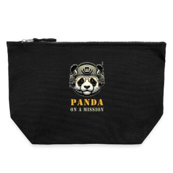 Panda in Mission / Military - Canvas Zip Pouch 22 x 23 cm - black - Front