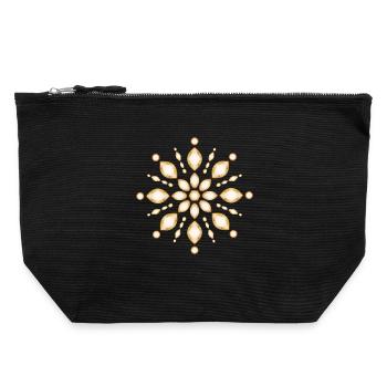 Amber Gemstone Jewelry Ornament Motif - Canvas Zip Pouch 22 x 23 cm - black - Front
