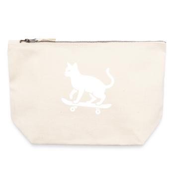 Cool Cat Skateboarder Silhouette Minimaliste - Pochette zippée en toile 22 x 23 cm - blanc naturel - Devant
