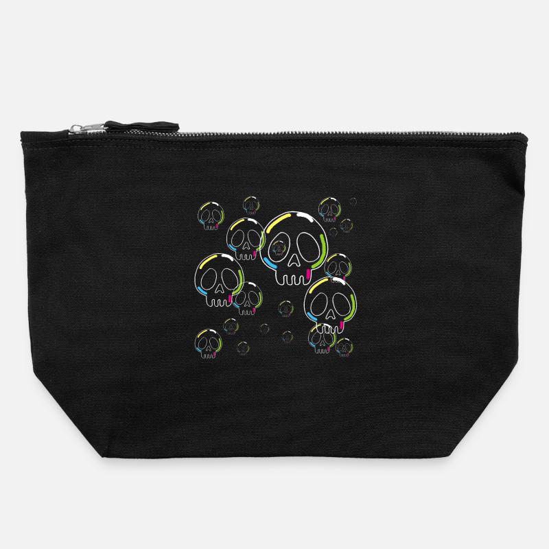 Crânes de savon étranges - Pochette zippée en toile 22 x 23 cm - noir