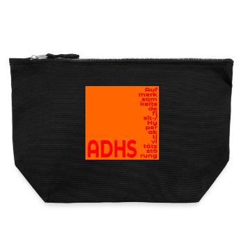 ADHS FOKUS KONZENTRATION - Canvas Reißverschluss-Täschchen (22 x 23 cm) - Schwarz - Vorne