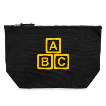 Goldfarbenes ABC-Block-Design - Canvas Reißverschluss-Täschchen (22 x 23 cm) - Schwarz - Vorne