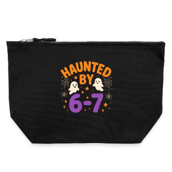 Fun 67 Number 6-7 Halloween Haunted By Six Seven - Canvas Zip Pouch 22 x 23 cm - black - Front