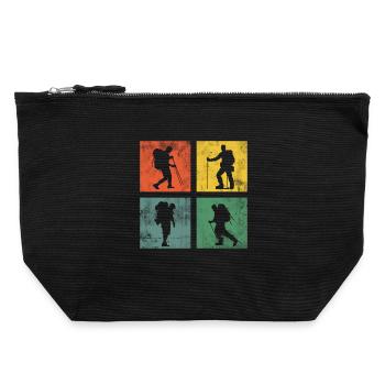 Wandern Wanderung Berge Retro - Canvas Reißverschluss-Täschchen (22 x 23 cm) - Schwarz - Vorne
