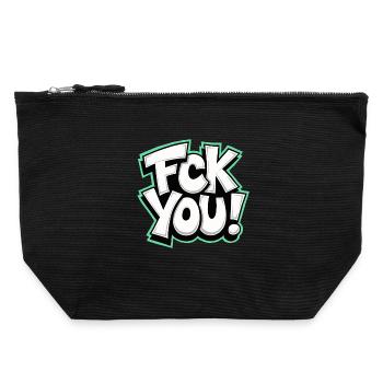 FCK YOU lettering provocative statement - Canvas Zip Pouch 22 x 23 cm - black - Front
