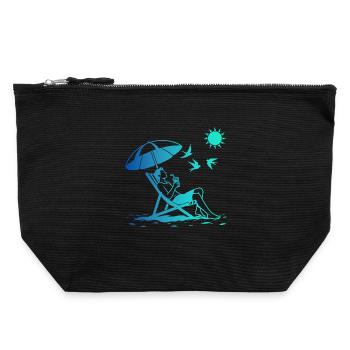 Relaxing in a deck chair on the beach - Canvas Zip Pouch 22 x 23 cm - black - Front