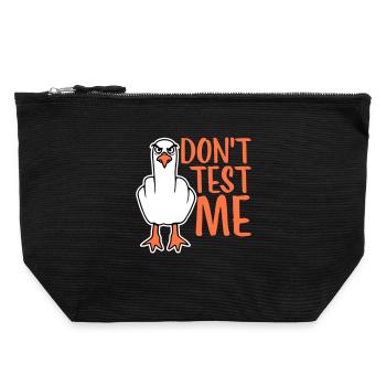 Don't Test Me Möwe Vogel Frech Mittelfinger Böse - Canvas Reißverschluss-Täschchen (22 x 23 cm) - Schwarz - Vorne