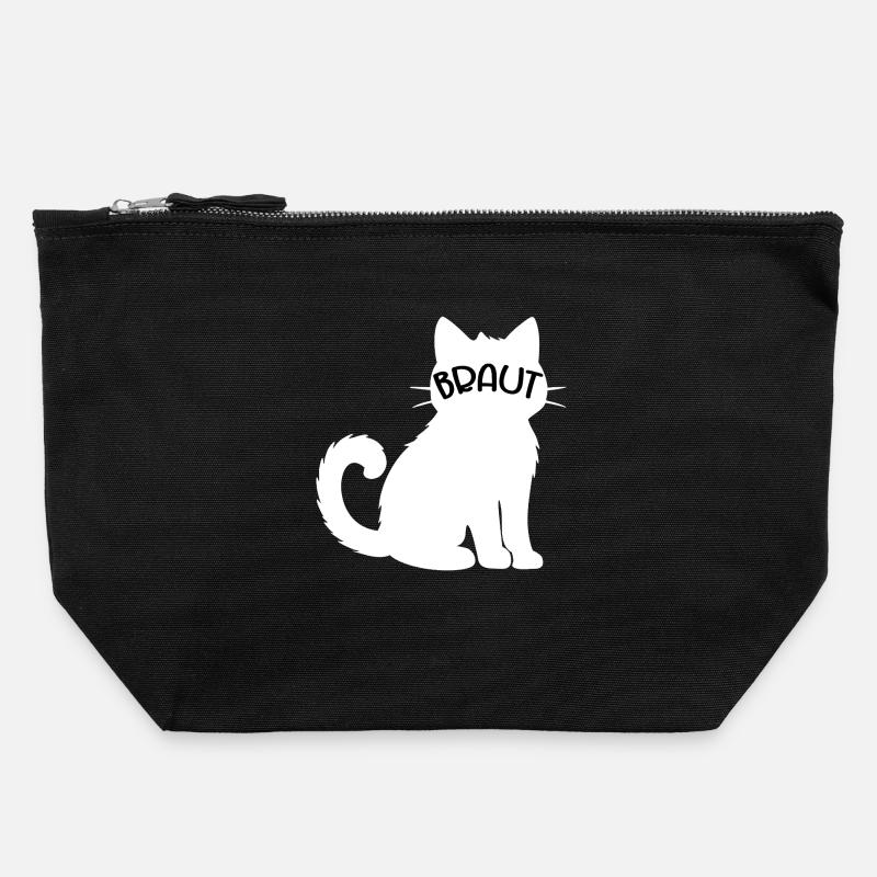 Wedding Cats Bride - Canvas Zip Pouch 22 x 23 cm - black
