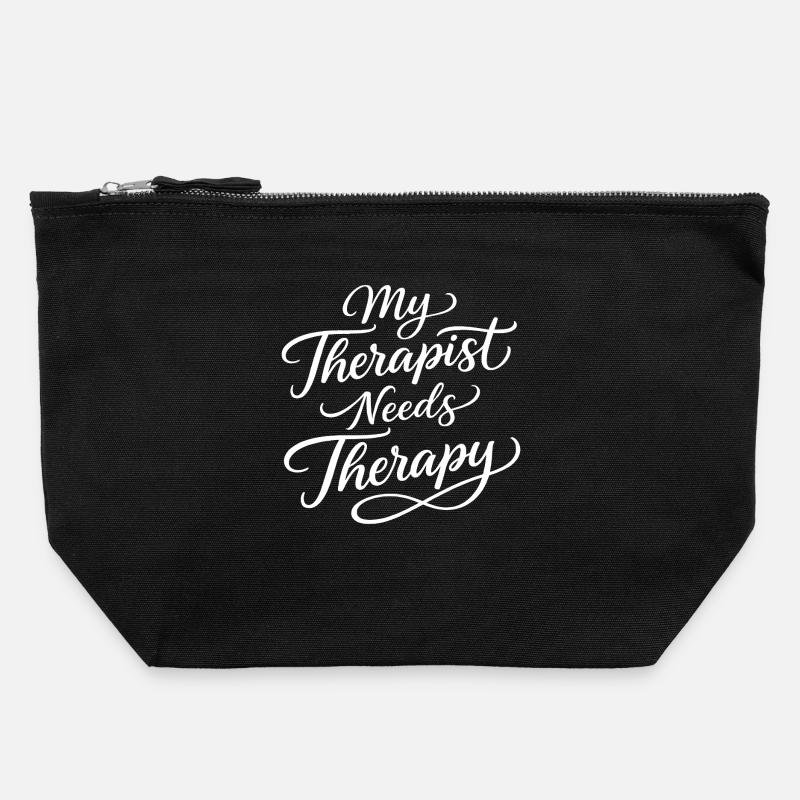 My therapist needs therapy - Canvas Zip Pouch 22 x 23 cm - black