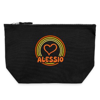 Herz im Regenbogenkreis Alessio - Canvas Reißverschluss-Täschchen (22 x 23 cm) - Schwarz - Vorne