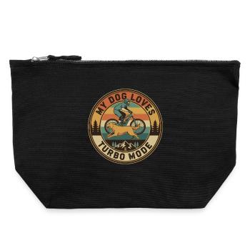 My Dog Loves Turbo Mode E-MTB Retro - Canvas Zip Pouch 22 x 23 cm - black - Front