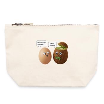 Kiwi and Egg Comedy Design - Canvas Zip Pouch 22 x 23 cm - nature - Front
