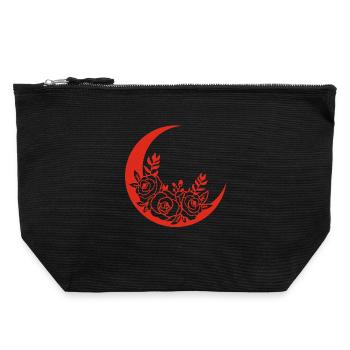 Roter blühender Mond - Canvas Reißverschluss-Täschchen (22 x 23 cm) - Schwarz - Vorne