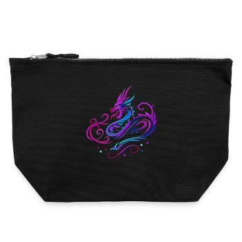 Mystischer Tribal-Drache in Neonfarben - Canvas Reißverschluss-Täschchen (22 x 23 cm) - Schwarz - Vorne