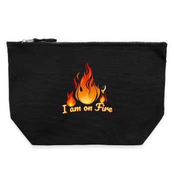 i am on fire feuer heiss spruch humor feuerwehr hot - Canvas Zip Pouch 22 x 23 cm - black - Front