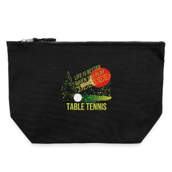 Life is better when you play Table Tennis - Canvas Reißverschluss-Täschchen (22 x 23 cm) - Schwarz - Vorne