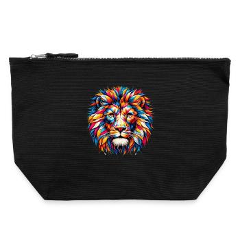 Lion - Canvas Zip Pouch 22 x 23 cm - black - Front