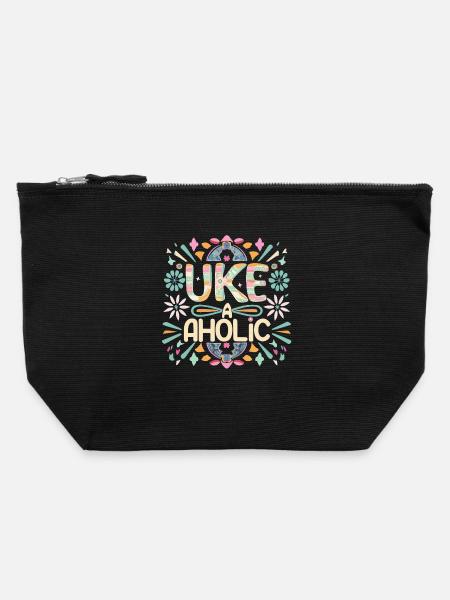 Uke-aholic - Canvas Reißverschluss-Täschchen (22 x 23 cm) - Schwarz