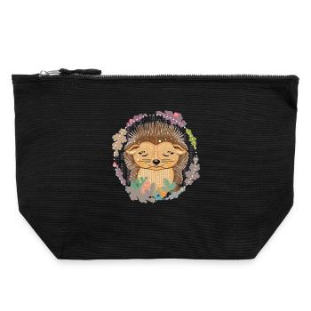 little cute hedgehog in hibernation - Canvas Zip Pouch 22 x 23 cm - black - Front