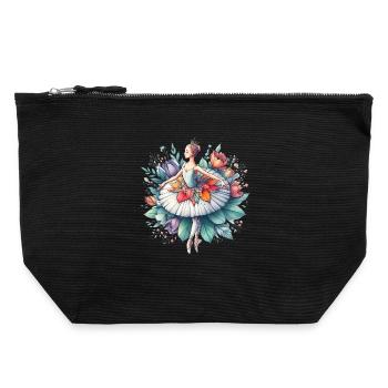 Danseuse de ballet avec tutu - Pochette zippée en toile 22 x 23 cm - noir - Devant