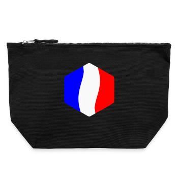 Abstrait Tricolore Bleu Blanc Rouge Courbe - Pochette zippée en toile 22 x 23 cm - noir - Devant