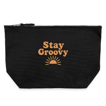 Stay Groovy Sunset - Canvas Zip Pouch 22 x 23 cm - black - Front