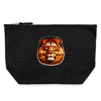 Lion - Canvas Zip Pouch 22 x 23 cm - black - Front