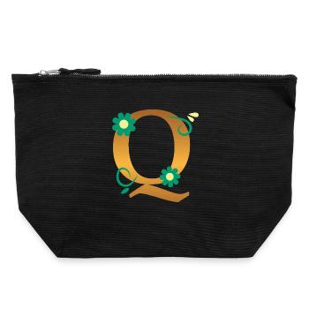 Q - Canvas Reißverschluss-Täschchen (22 x 23 cm) - Schwarz - Vorne