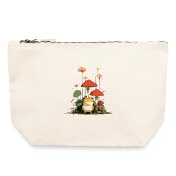 Frog in front of red mushrooms in the forest - Canvas Zip Pouch 22 x 23 cm - nature - Front