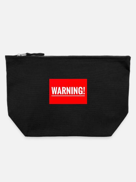 Warnung Flexibles Stickdesign - Canvas Reißverschluss-Täschchen (22 x 23 cm) - Schwarz