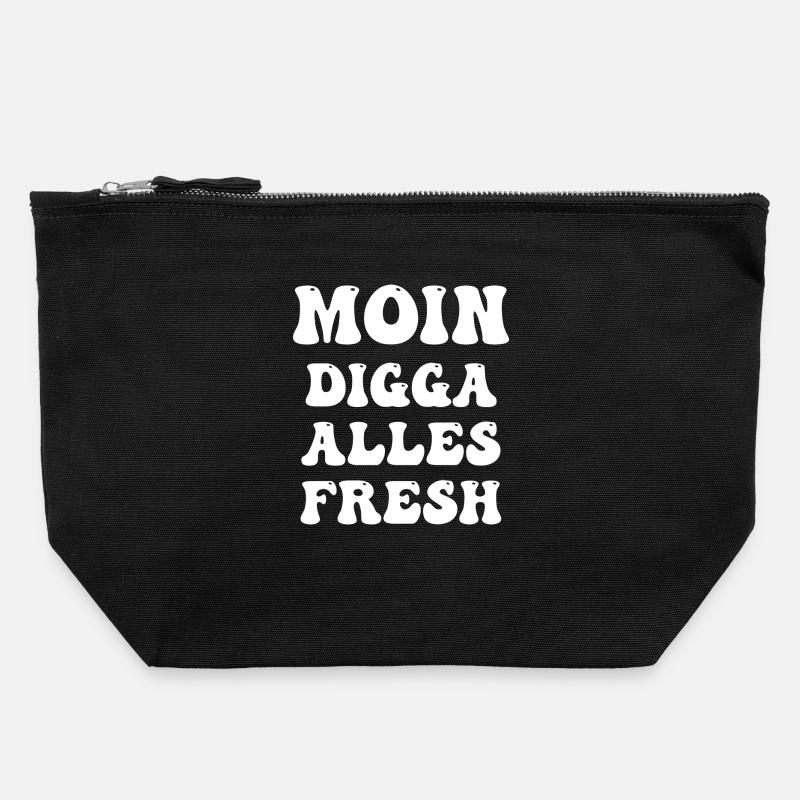 moin digga alles fresh - Canvas Reißverschluss-Täschchen (22 x 23 cm) - Schwarz