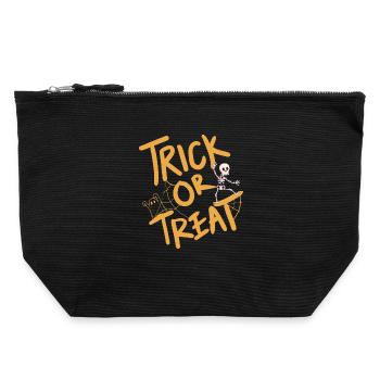 Creative Halloween design with pumpkin and skeleton - Canvas Zip Pouch 22 x 23 cm - black - Front