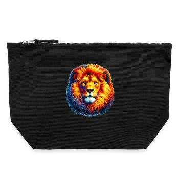 Lion - Canvas Zip Pouch 22 x 23 cm - black - Front