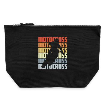 Motocross Vintage Look - Canvas Reißverschluss-Täschchen (22 x 23 cm) - Schwarz - Vorne