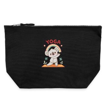 Koala Yoga Regenbogen - Canvas Reißverschluss-Täschchen (22 x 23 cm) - Schwarz - Vorne