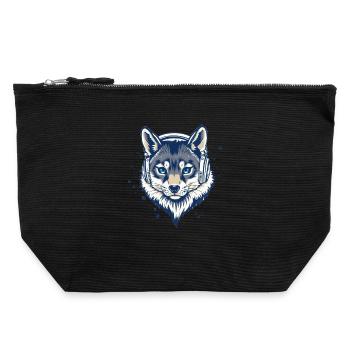 cool fox with headphones - Canvas Zip Pouch 22 x 23 cm - black - Front